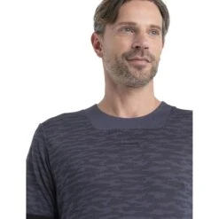 Icebreaker ZoneKnit™ IB Topo Short Sleeve Tee Men - Graphite/Black/AOP -Icebreaker icebreaker mens zoneknit ib topo short sleeve tee graphite black aop model 4 1499314