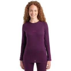 Icebreaker 200 ZoneKnitâ„¢ Crewe Long Sleeve Shirt Women - Nightshade/Eletronpnk/CB