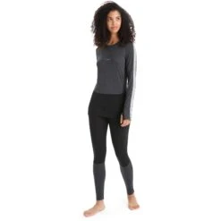 Icebreaker 125 ZoneKnit™ Long Sleeve Crewe Women - Jet Hthr/Black/Metro Hthr -Icebreaker icebreaker womens 125 zoneknit long sleeve crewe jet hthr black metro hthr 5 1385363