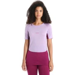 Icebreaker 125 ZoneKnit™ Short Sleeve Crewe Women - Purple Gaze/Go Berry