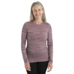 Icebreaker 200 Oasis Crewe Ski Tracks Long Sleeve Shirt Women - Crystal/Midnight Navy/AOP