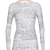 Icebreaker 200 Oasis Crewe Ski Tracks Long Sleeve Shirt Women - Snow/Midnight Navy/AOP
