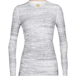 Icebreaker 200 Oasis Crewe Ski Tracks Long Sleeve Shirt Women - Snow/Midnight Navy/AOP