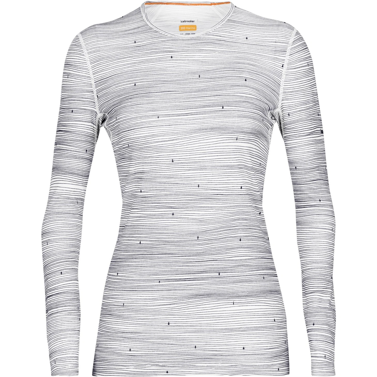 Icebreaker 200 Oasis Crewe Ski Tracks Long Sleeve Shirt Women - Snow/Midnight Navy/AOP 3 Icebreaker 200 Oasis Crewe Ski Tracks Long Sleeve Shirt Women - Snow/Midnight Navy/AOP