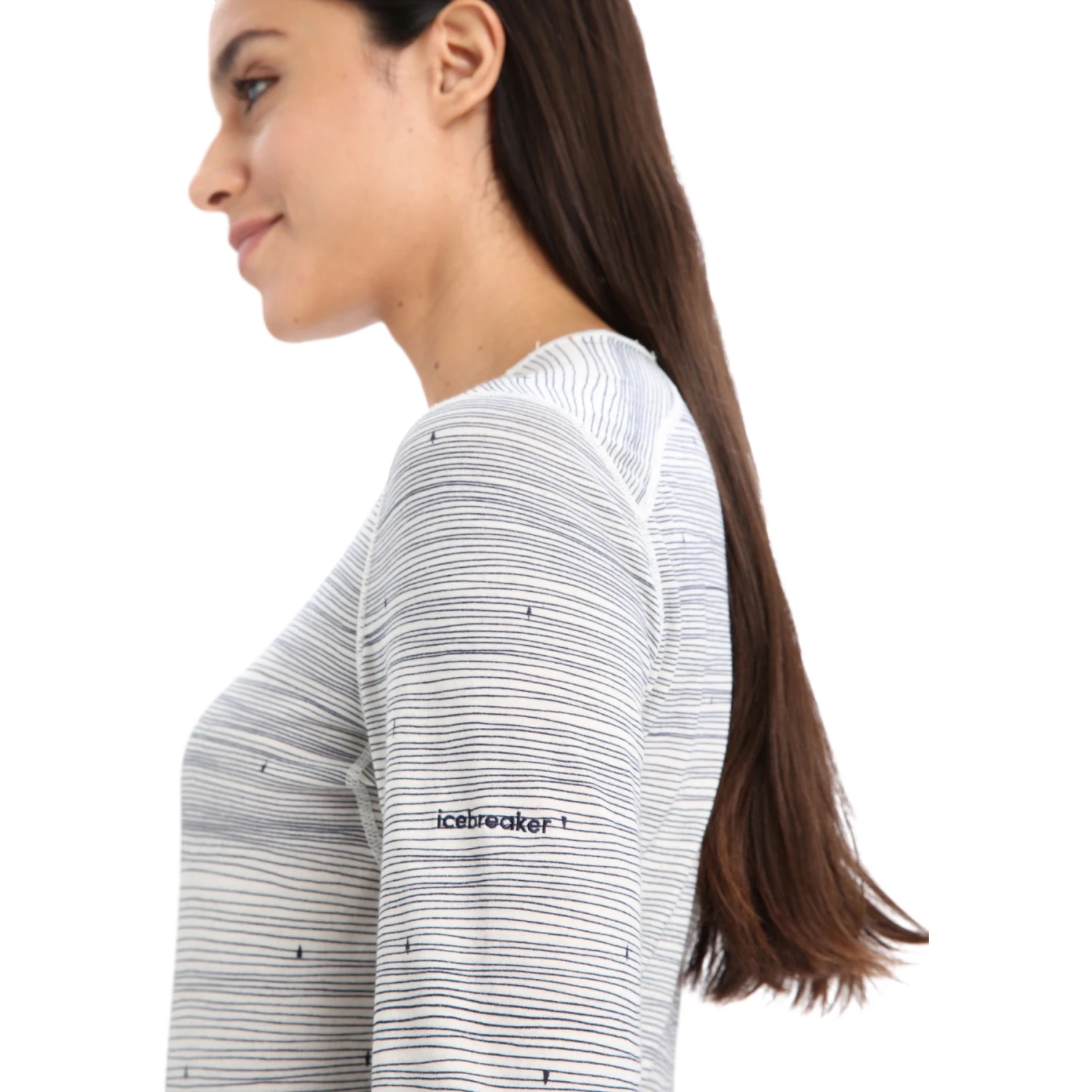 Icebreaker 200 Oasis Crewe Ski Tracks Long Sleeve Shirt Women - Snow/Midnight Navy/AOP 6 Icebreaker 200 Oasis Crewe Ski Tracks Long Sleeve Shirt Women - Snow/Midnight Navy/AOP - Image 4
