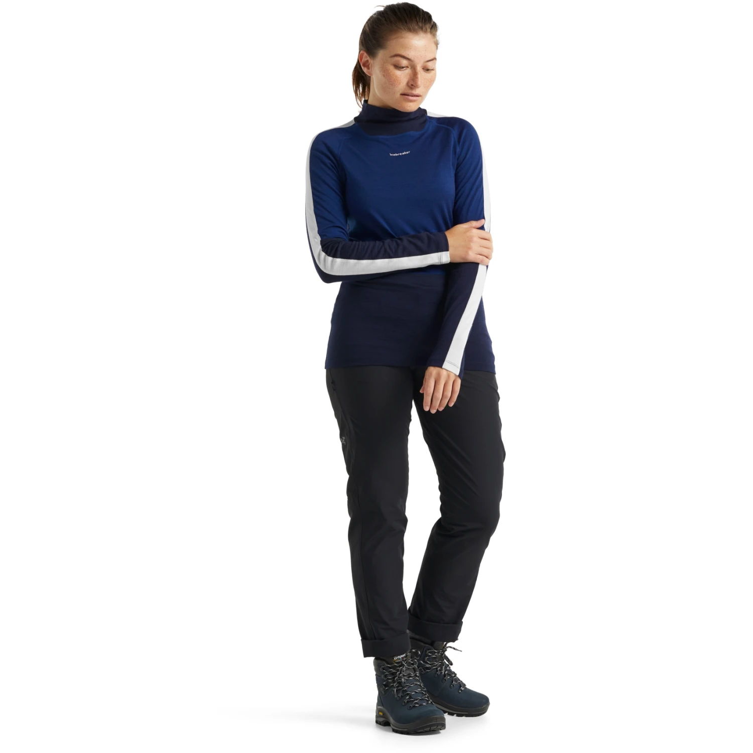 Icebreaker 200 Sonebula High Neck Long Sleeve Shirt Women - Midnight Navy/Royal Navy/Snow 9 Icebreaker 200 Sonebula High Neck Long Sleeve Shirt Women - Midnight Navy/Royal Navy/Snow - Image 7