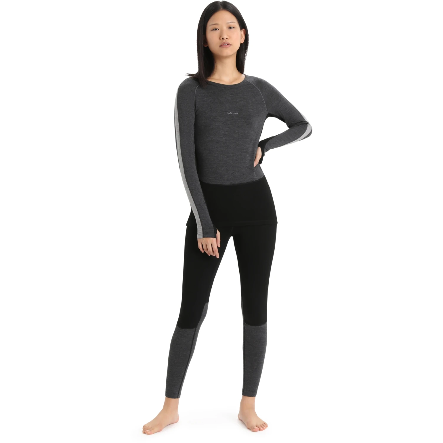 Icebreaker 200 ZoneKnit™ Crewe Long Sleeve Shirt Women - Jet Hthr/Black/Metro Hthr 6 Icebreaker 200 ZoneKnit™ Crewe Long Sleeve Shirt Women - Jet Hthr/Black/Metro Hthr - Image 4