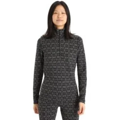 Icebreaker 250 Vertex Half Zip Alpine Geo Long Sleeve Shirt Women - Black/Snow