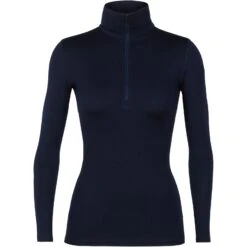 Icebreaker 260 Tech Half Zip Long Sleeve Shirt Women - Midnight Navy -Icebreaker icebreaker womens 260 tech half zip long sleeve shirt midnight navy 1 1039861