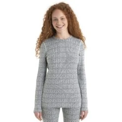 Icebreaker 260 Vertex Crewe Herenga Long Sleeve Shirt Women - Snow/Black