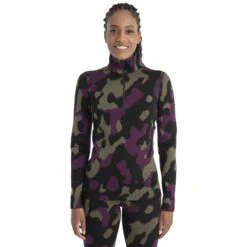 Icebreaker 260 Vertex Half Zip Natural Shades Long Sleeve Shirt Women - Black/Loden/Nightshade/Jet HTHR