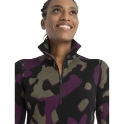 Icebreaker 260 Vertex Half Zip Natural Shades Long Sleeve Shirt Women - Black/Loden/Nightshade/Jet HTHR -Icebreaker icebreaker womens 260 vertex half zip natural shades long sleeve black loden nightshade jet hthr 4 1536353