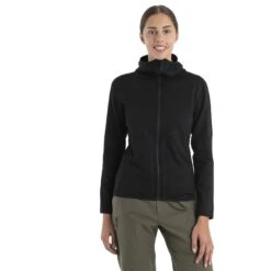 Icebreaker 560 Realfleece™ Elemental II Long Sleeve Zip Hood Women - Black