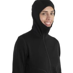 Icebreaker 560 Realfleece™ Elemental II Long Sleeve Zip Hood Women - Black 15 Icebreaker 560 Realfleece™ Elemental II Long Sleeve Zip Hood Women - Black -Icebreaker icebreaker womens 560 realfleece elemental ii long sleeve zip hood black 5 1555469