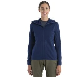 Icebreaker 560 Realfleece™ Elemental II Long Sleeve Zip Hood Women - Royal Navy
