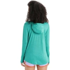 Icebreaker Cool-Lite™ Long Sleeve Hoodie Women - Fresh -Icebreaker icebreaker womens cool lite long sleeve hoodie fresh 4 1381073