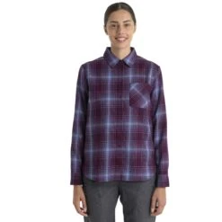 Icebreaker Dawnder Long Sleeve Plaid Flannel Shirt Women - Nightshade/Kyanite
