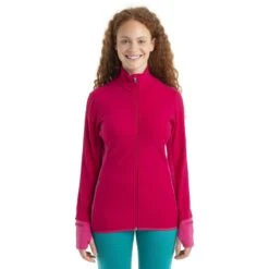 Icebreaker Descender Long Sleeve Zip Women - Electron Pink/Tempo