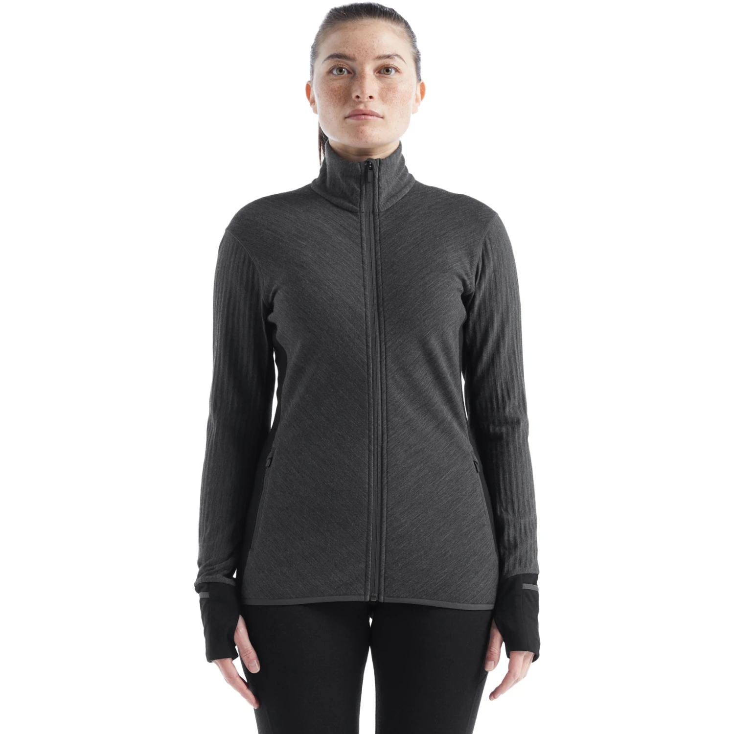 Icebreaker Descender Long Sleeve Zip Women - Jet Hthr/Black 3 Icebreaker Descender Long Sleeve Zip Women - Jet Hthr/Black