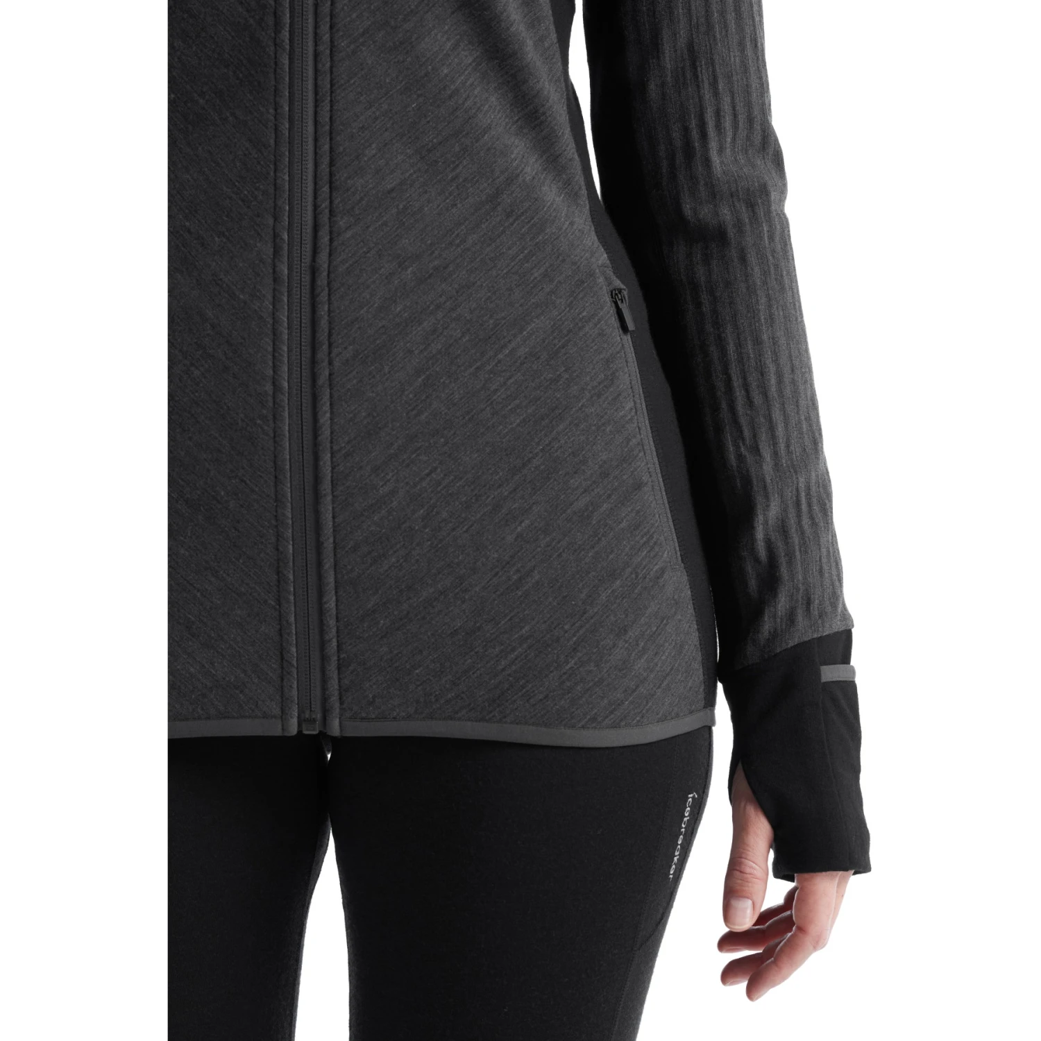 Icebreaker Descender Long Sleeve Zip Women - Jet Hthr/Black 8 Icebreaker Descender Long Sleeve Zip Women - Jet Hthr/Black - Image 6