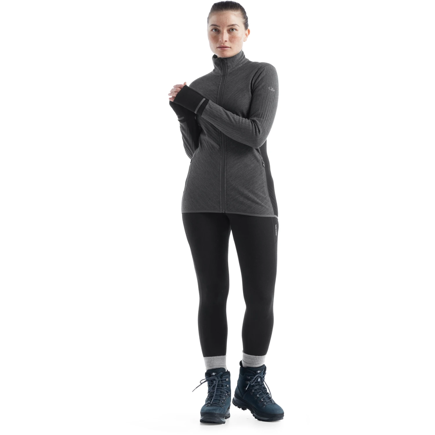 Icebreaker Descender Long Sleeve Zip Women - Jet Hthr/Black 10 Icebreaker Descender Long Sleeve Zip Women - Jet Hthr/Black - Image 8