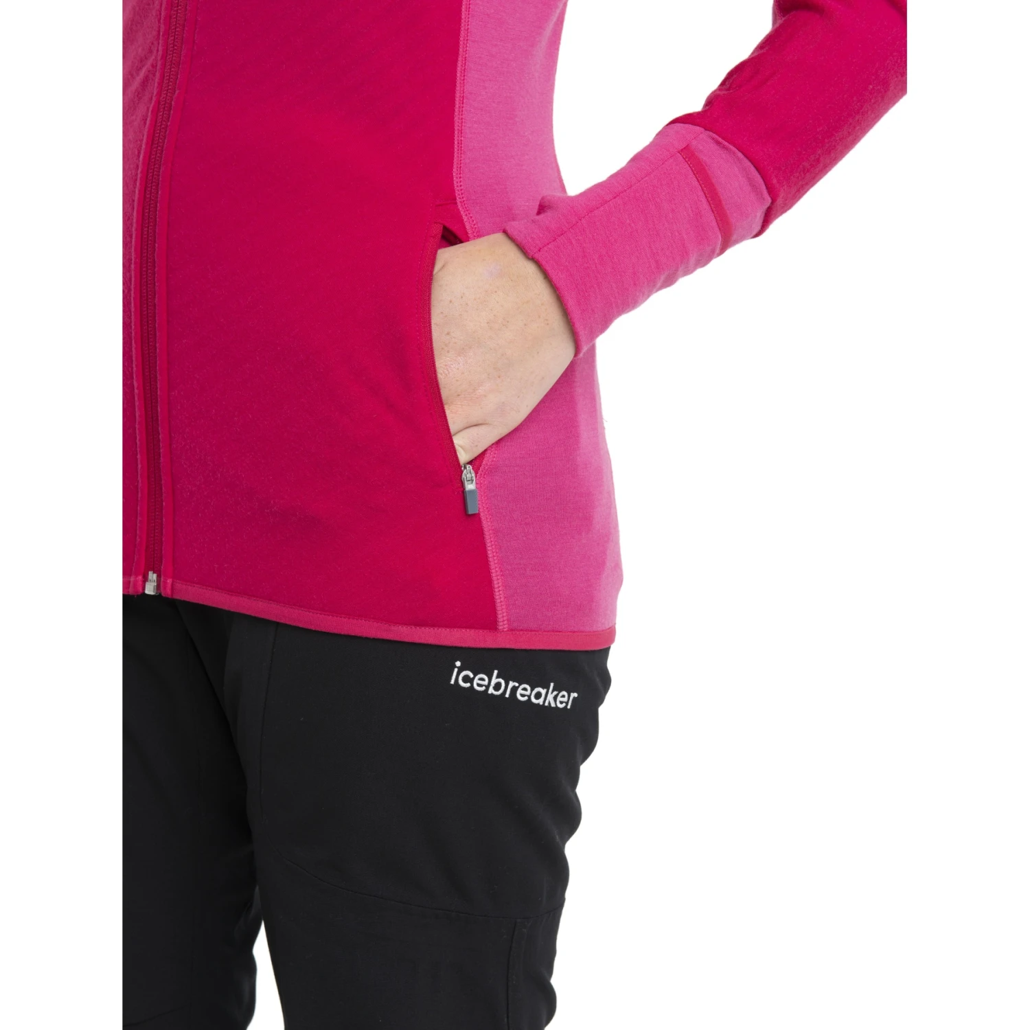 Icebreaker Descender Zip Hood Long Sleeve Midlayer Women - Electron Pink/Tempo 8 Icebreaker Descender Zip Hood Long Sleeve Midlayer Women - Electron Pink/Tempo - Image 6