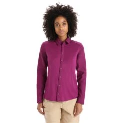 Icebreaker Hike Long Sleeve Shirt Women - Go Berry
