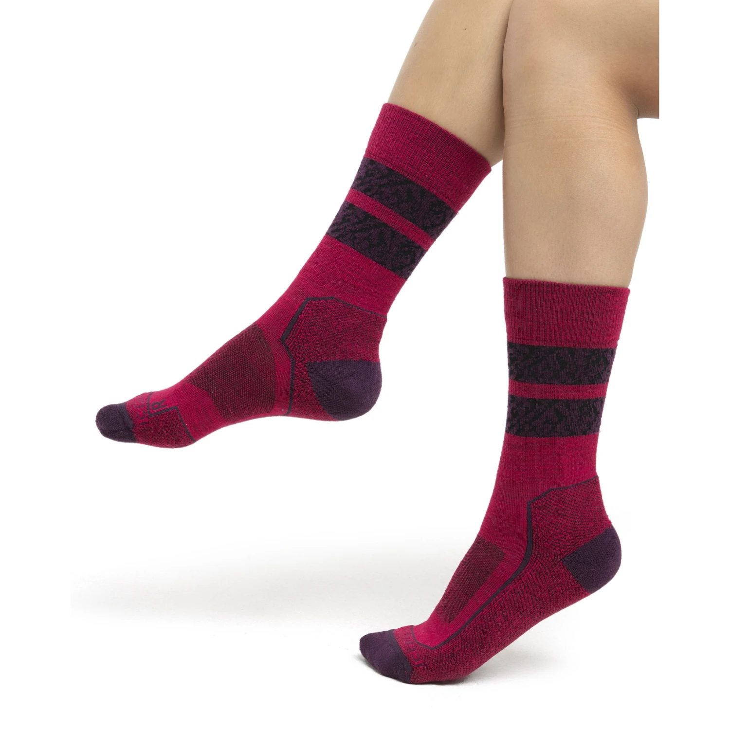 Icebreaker Hike+ Light Crew Natural Summit Socks Women - Electron Pink/Nightshade/Black 4 Icebreaker Hike+ Light Crew Natural Summit Socks Women - Electron Pink/Nightshade/Black - Image 2