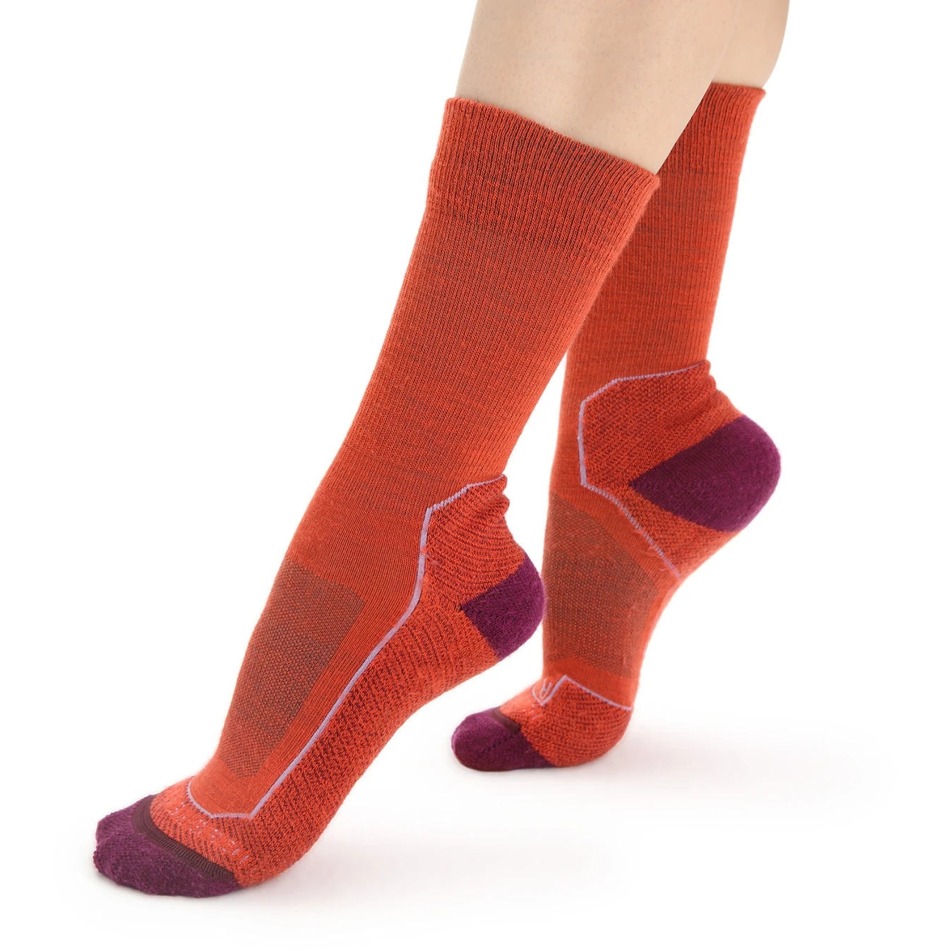 Icebreaker Hike+ Light Crew Socks Women - Vibrant Earth/Go Berry 6 Icebreaker Hike+ Light Crew Socks Women - Vibrant Earth/Go Berry - Image 4