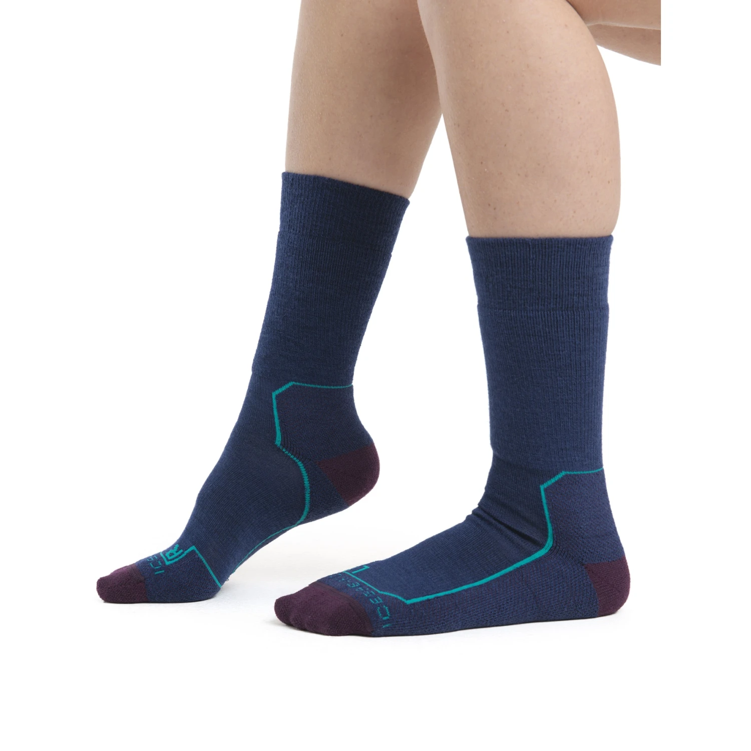 Icebreaker Hike+ Medium Crew Socks Women - Royal Navy/Nightshade/Flux Green 4 Icebreaker Hike+ Medium Crew Socks Women - Royal Navy/Nightshade/Flux Green - Image 2