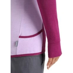 Icebreaker Quantum ZoneKnit™ Long Sleeve Zip Hoodie Women - Go Berry/Purple Gaze -Icebreaker icebreaker womens merino quantum zoneknit long sleeve zip hoodie go berry purple gaze 11 1384493