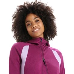 Icebreaker Quantum ZoneKnit™ Long Sleeve Zip Hoodie Women - Go Berry/Purple Gaze -Icebreaker icebreaker womens merino quantum zoneknit long sleeve zip hoodie go berry purple gaze 7 1384489