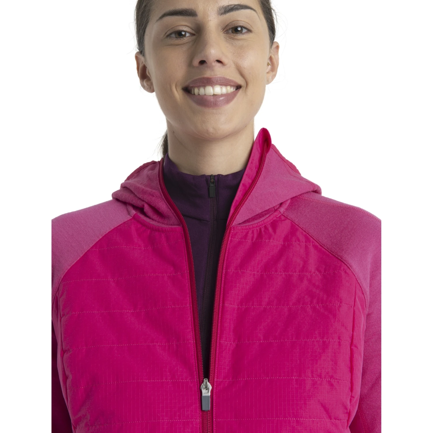 Icebreaker Quantum Hybrid Long Sleeve Zip Hoodie Women - Electron Pink/Tempo 8 Icebreaker Quantum Hybrid Long Sleeve Zip Hoodie Women - Electron Pink/Tempo - Image 6