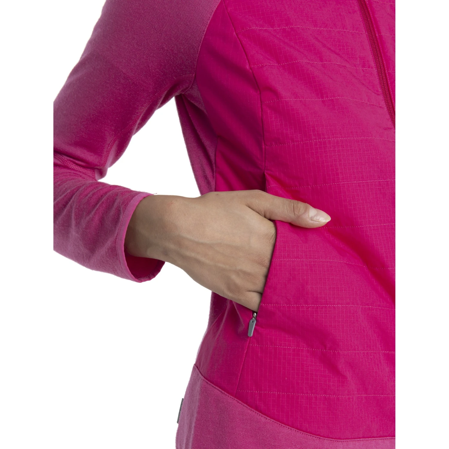 Icebreaker Quantum Hybrid Long Sleeve Zip Hoodie Women - Electron Pink/Tempo 10 Icebreaker Quantum Hybrid Long Sleeve Zip Hoodie Women - Electron Pink/Tempo - Image 8
