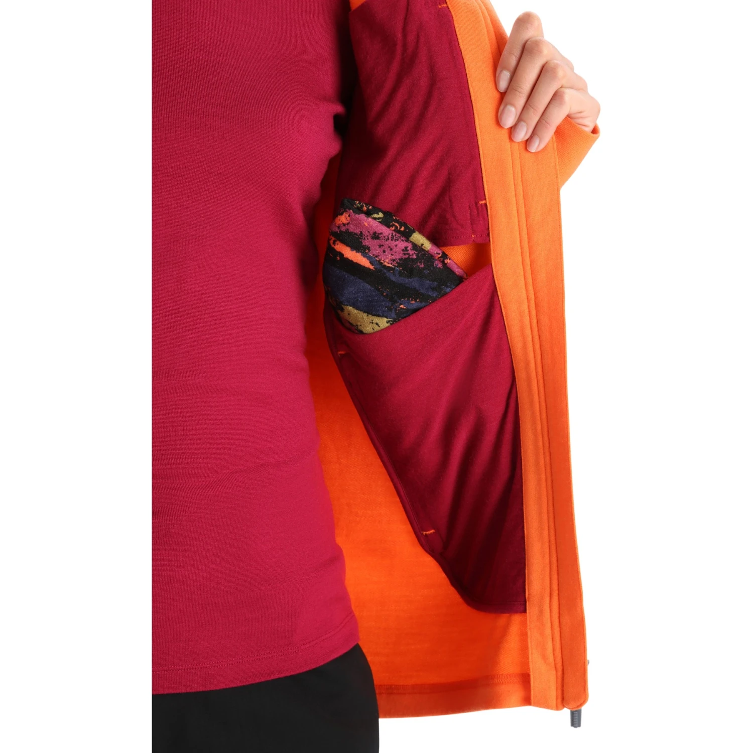 Icebreaker Quantum III Long Sleeve Zip Hood Midlayer Women - Flash/Cherry 12 Icebreaker Quantum III Long Sleeve Zip Hood Midlayer Women - Flash/Cherry - Image 10