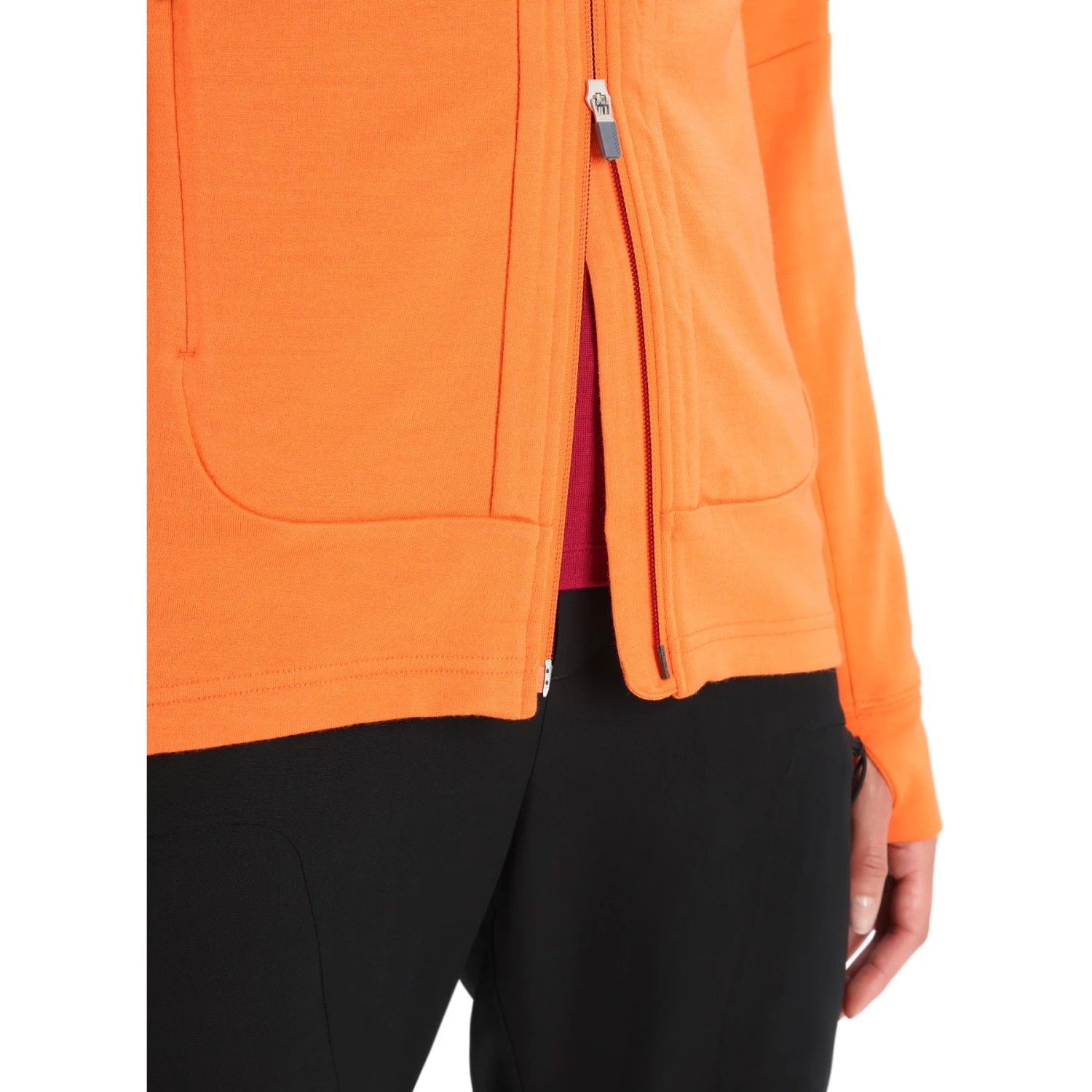 Icebreaker Quantum III Long Sleeve Zip Hood Midlayer Women - Flash/Cherry 11 Icebreaker Quantum III Long Sleeve Zip Hood Midlayer Women - Flash/Cherry - Image 9