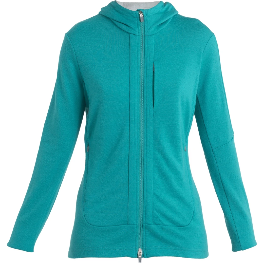 Icebreaker Quantum III Long Sleeve Zip Hood Midlayer Women - Flux Green/Ether 5 Icebreaker Quantum III Long Sleeve Zip Hood Midlayer Women - Flux Green/Ether - Image 3