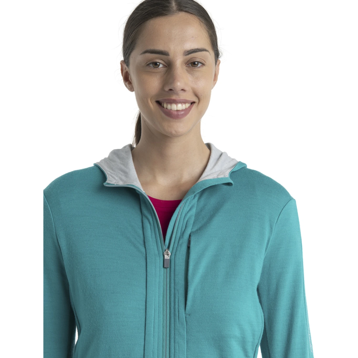 Icebreaker Quantum III Long Sleeve Zip Hood Midlayer Women - Flux Green/Ether 10 Icebreaker Quantum III Long Sleeve Zip Hood Midlayer Women - Flux Green/Ether - Image 8
