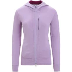Icebreaker Quantum III Long Sleeve Zip Hood Midlayer Women - Purple Gaze/Go Berry -Icebreaker icebreaker womens quantum iii long sleeve zip hood midlayer purple gaze go berry 1 1381769
