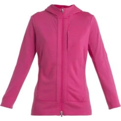 Icebreaker Quantum III Long Sleeve Zip Hood Midlayer Women - Tempo/Electron Pink -Icebreaker icebreaker womens quantum iii long sleeve zip hood midlayer tempo electron pink 1 1489007
