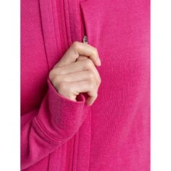 Icebreaker Quantum III Long Sleeve Zip Hood Midlayer Women - Tempo/Electron Pink -Icebreaker icebreaker womens quantum iii long sleeve zip hood midlayer tempo electron pink model 7 1498857