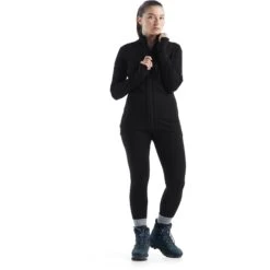 Icebreaker Quantum III Long Sleeve Zip Midlayer Women - Black -Icebreaker icebreaker womens quantum iii long sleeve zip midlayer black 4 1147589