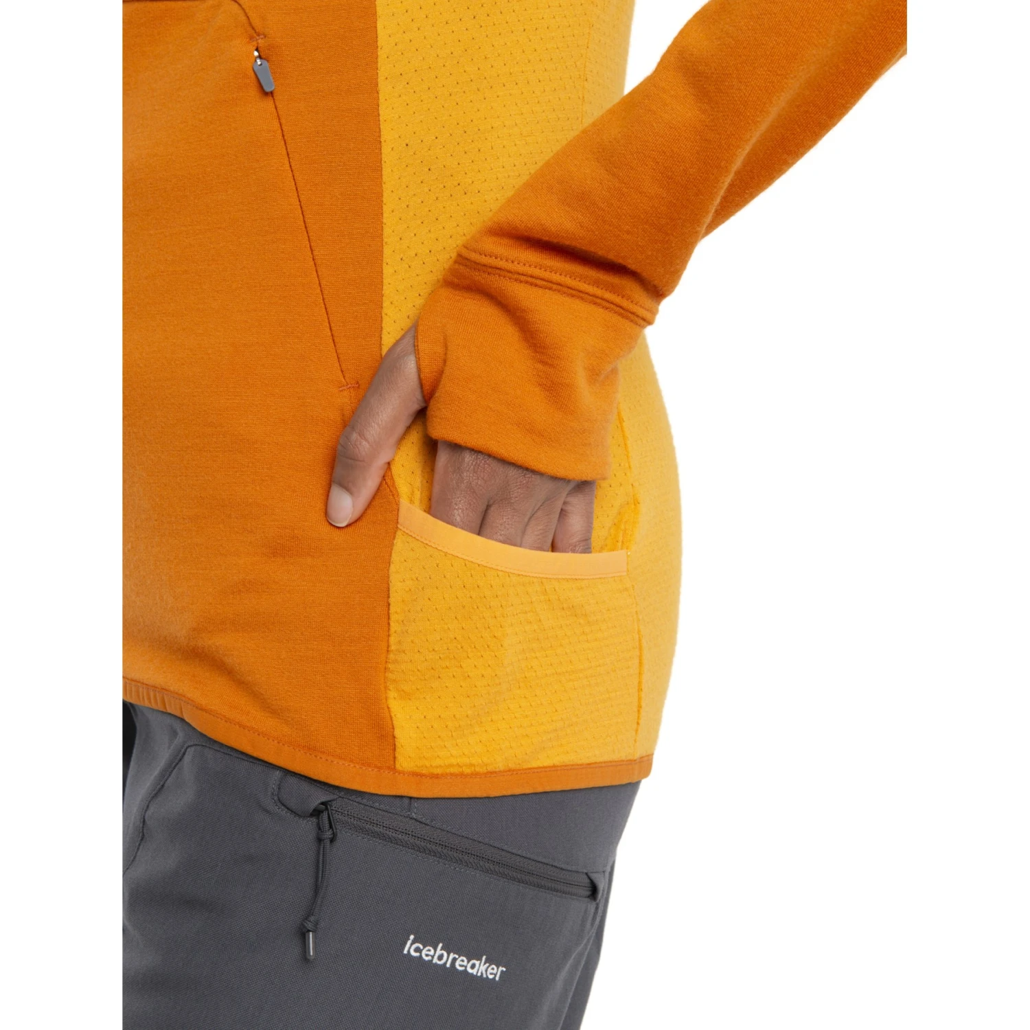 Icebreaker Quantum ZoneKnit™ Long Sleeve Zip Hoodie Women - Earth/Solar 8 Icebreaker Quantum ZoneKnit™ Long Sleeve Zip Hoodie Women - Earth/Solar - Image 6