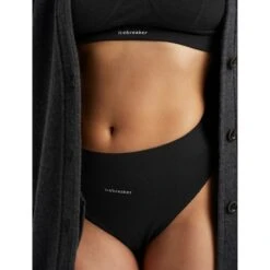 Icebreaker Queens High Cut Brief Women - Black -Icebreaker icebreaker womens queens high cut brief black 12 1147849