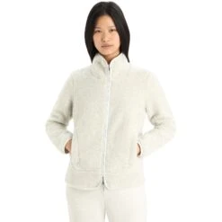 Icebreaker RealFleece™ High Pile Long Sleeve Zip Women - Ecru Hthr/Snow
