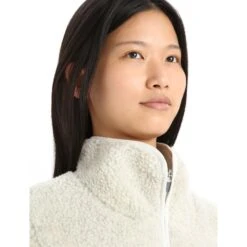 Icebreaker RealFleece™ High Pile Long Sleeve Zip Women - Ecru Hthr/Snow -Icebreaker icebreaker womens realfleece high pile long sleeve zip ecru hthr snow 5 1270346