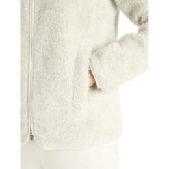 Icebreaker RealFleece™ High Pile Long Sleeve Zip Women - Ecru Hthr/Snow -Icebreaker icebreaker womens realfleece high pile long sleeve zip ecru hthr snow 7 1270348