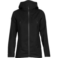 Icebreaker Shell+™ Hooded Jacket Women - Black -Icebreaker icebreaker womens shell plus hooded jacket black 1 1270837