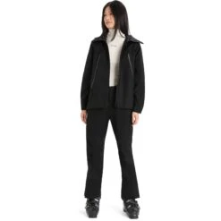 Icebreaker Shell+™ Hooded Jacket Women - Black -Icebreaker icebreaker womens shell plus hooded jacket black 12 1270848