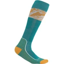 Icebreaker Ski+ Light OTC Alps 3D Socks Women - Flux Green/Solar/Snow